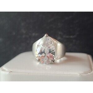 925 Sterling Silver CZ Statement Ring, Size US 6 Vintage